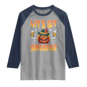 Funny Let's Get Smashed Raglan Shirt Oktoberfest Pumpkin Beer Tyrolean Hat TS11 Sport Gray Navy Print Your Wear