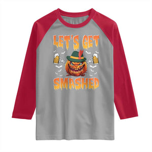 Funny Let's Get Smashed Raglan Shirt Oktoberfest Pumpkin Beer Tyrolean Hat TS11 Sport Gray Red Print Your Wear