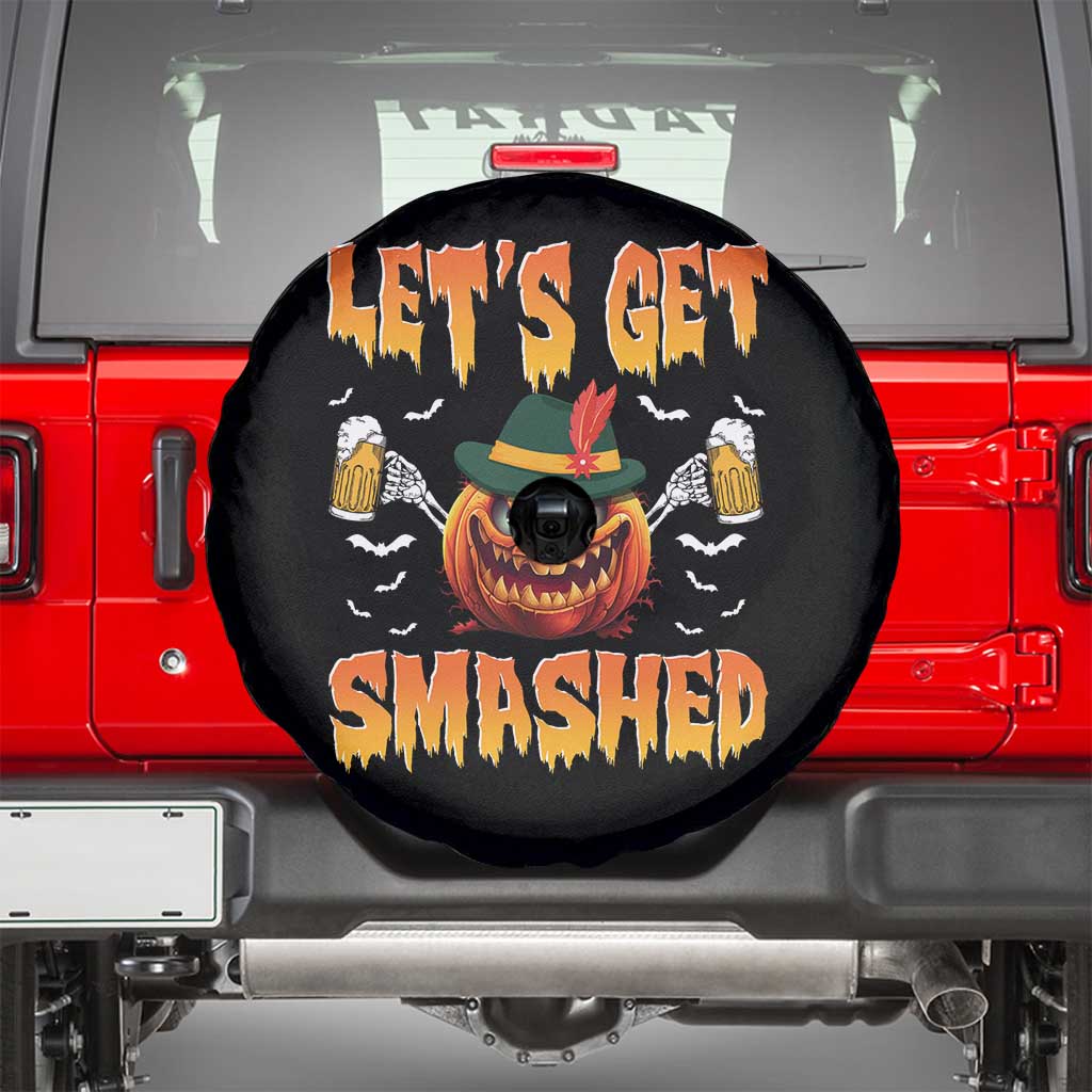 Funny Let's Get Smashed Spare Tire Cover Oktoberfest Pumpkin Beer Tyrolean Hat TS11 Black Print Your Wear