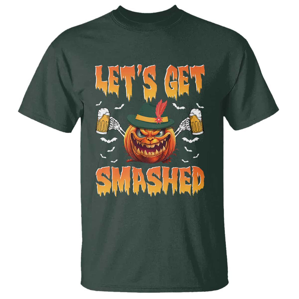 Funny Let's Get Smashed T Shirt Oktoberfest Pumpkin Beer Tyrolean Hat TS11 Dark Forest Green Print Your Wear