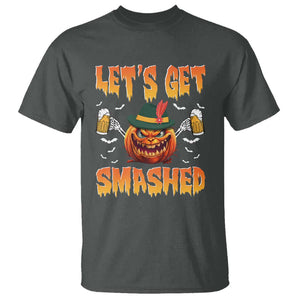 Funny Let's Get Smashed T Shirt Oktoberfest Pumpkin Beer Tyrolean Hat TS11 Dark Heather Print Your Wear