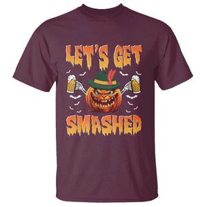 Funny Let's Get Smashed T Shirt Oktoberfest Pumpkin Beer Tyrolean Hat TS11 Maroon Print Your Wear