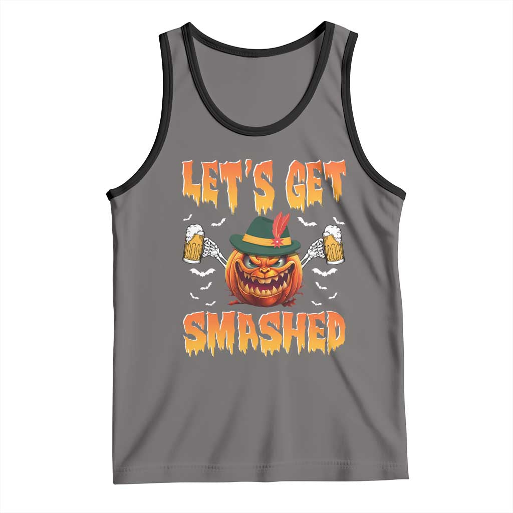 Funny Let's Get Smashed Tank Top Oktoberfest Pumpkin Beer Tyrolean Hat TS11 Deep Heather Black Print Your Wear
