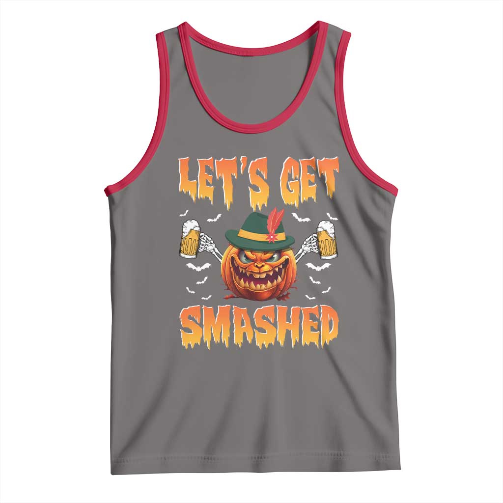Funny Let's Get Smashed Tank Top Oktoberfest Pumpkin Beer Tyrolean Hat TS11 Deep Heather Red Print Your Wear