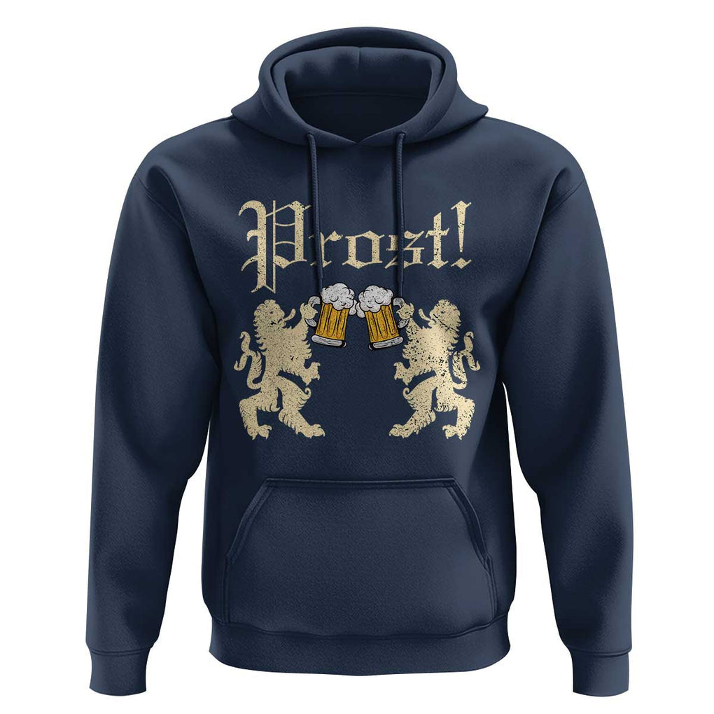 German Prost Hoodie Lion Cheers Beer Drinking Oktoberfest TS11 Navy Print Your Wear