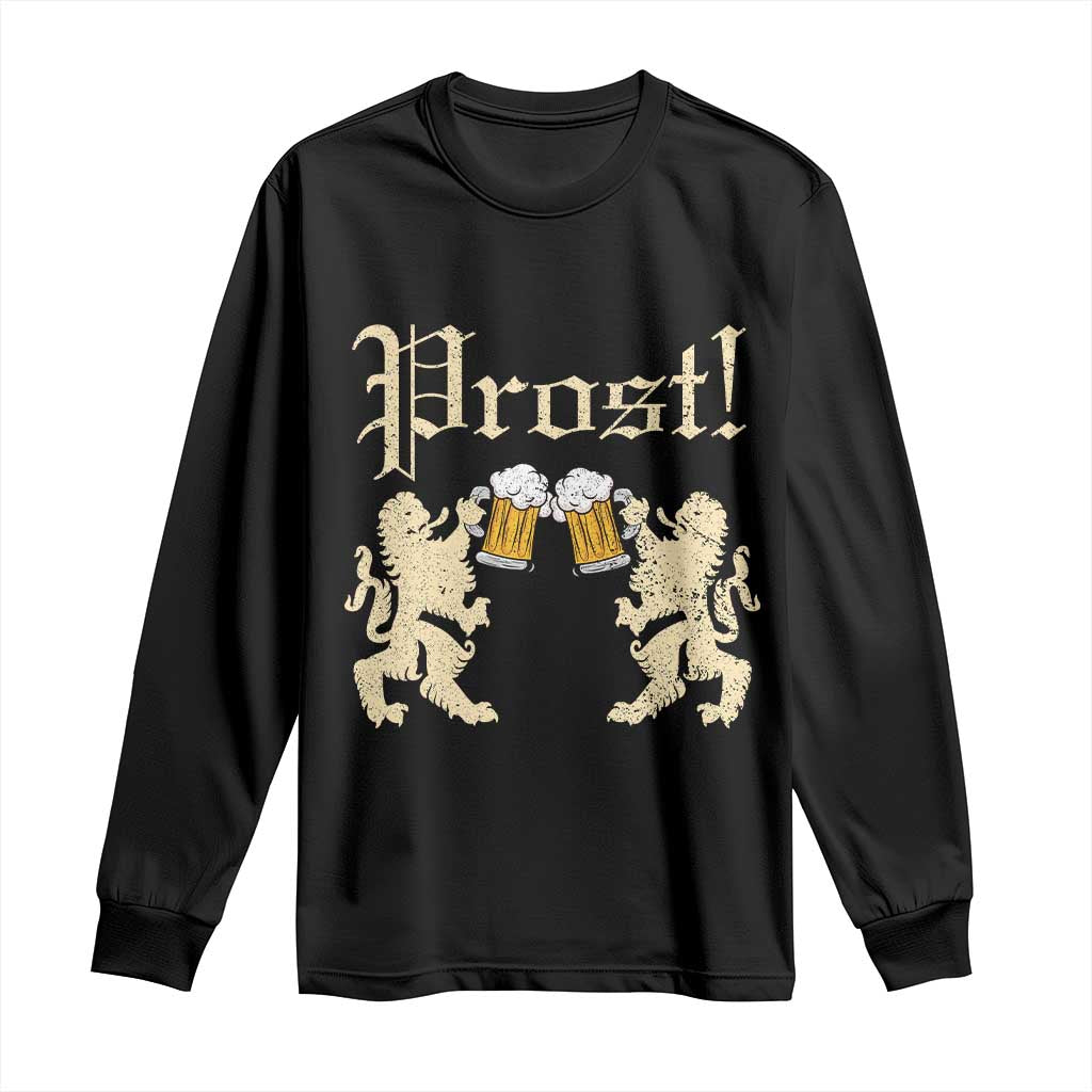 German Prost Long Sleeve Shirt Lion Cheers Beer Drinking Oktoberfest TS11 Black Print Your Wear