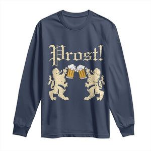 German Prost Long Sleeve Shirt Lion Cheers Beer Drinking Oktoberfest TS11 Navy Print Your Wear