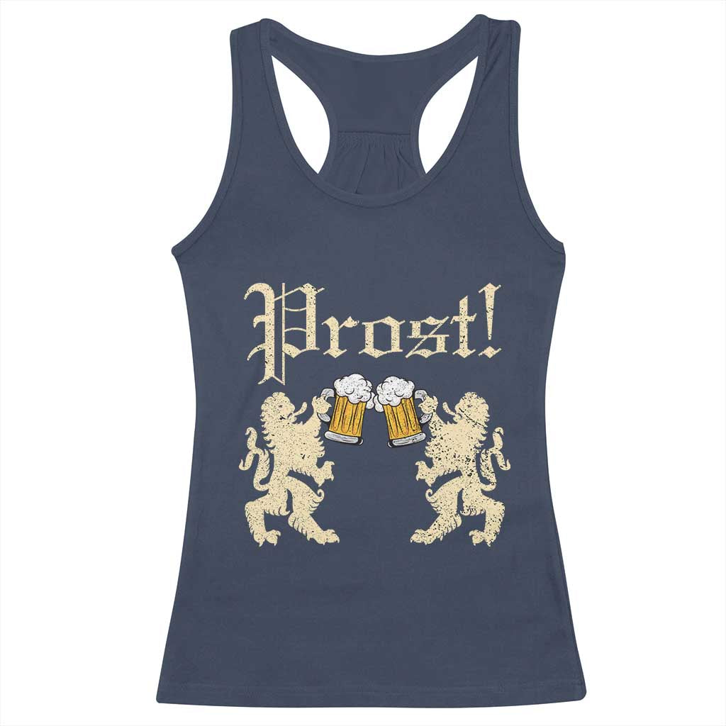German Prost Racerback Tank Top Lion Cheers Beer Drinking Oktoberfest TS11 Navy Print Your Wear