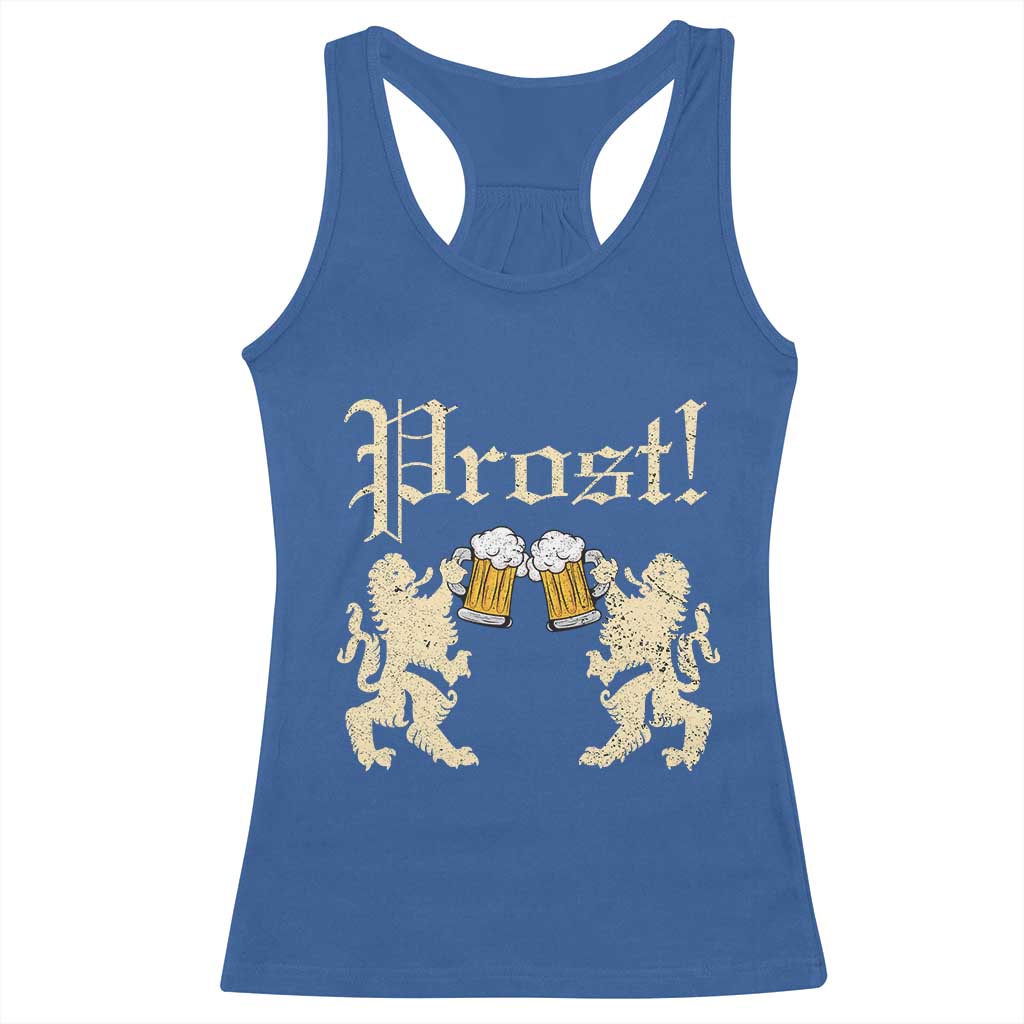 German Prost Racerback Tank Top Lion Cheers Beer Drinking Oktoberfest TS11 Royal Blue Print Your Wear