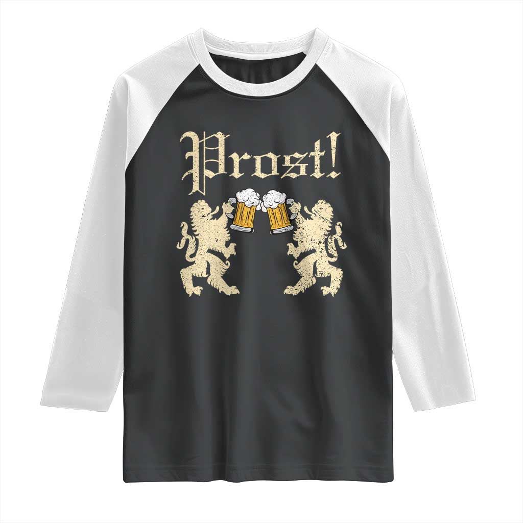 German Prost Raglan Shirt Lion Cheers Beer Drinking Oktoberfest TS11 Black White Print Your Wear