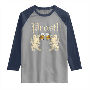German Prost Raglan Shirt Lion Cheers Beer Drinking Oktoberfest TS11 Sport Gray Navy Print Your Wear