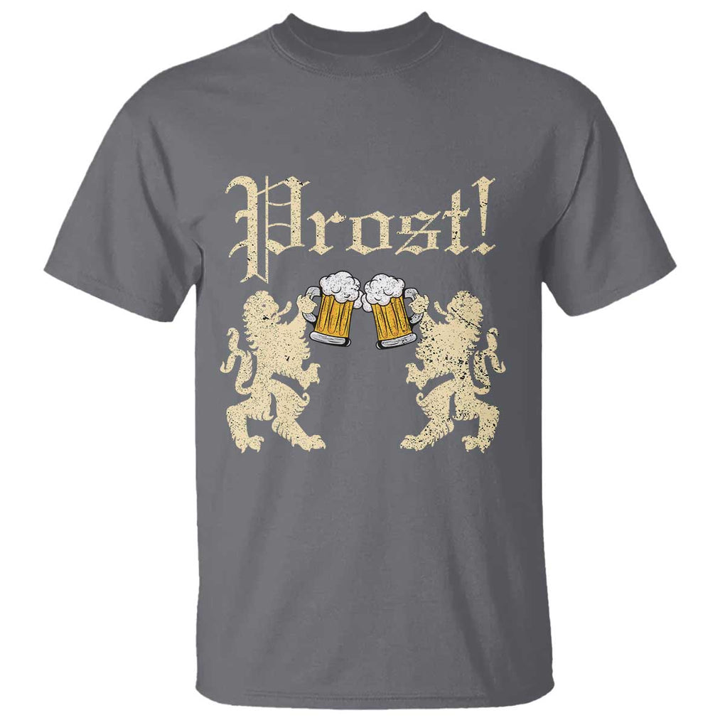 German Prost T Shirt Lion Cheers Beer Drinking Oktoberfest TS11 Charcoal Print Your Wear