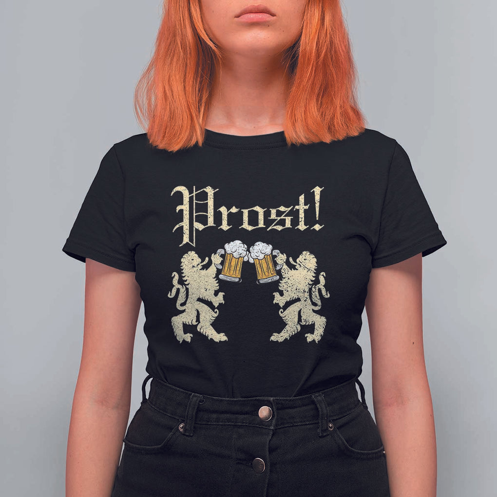 German Prost T Shirt For Women Lion Cheers Beer Drinking Oktoberfest TS11 Black Print Your Wear