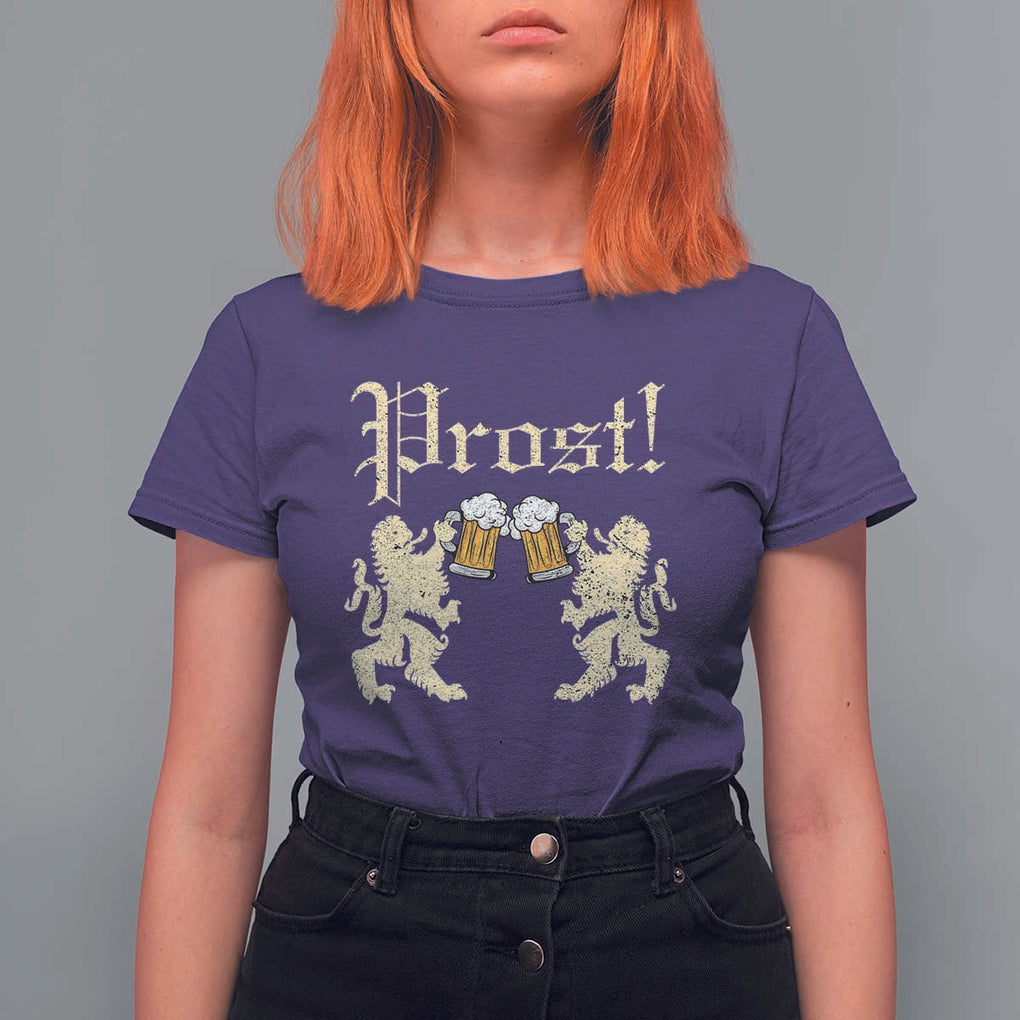 German Prost T Shirt For Women Lion Cheers Beer Drinking Oktoberfest TS11 Purple Print Your Wear
