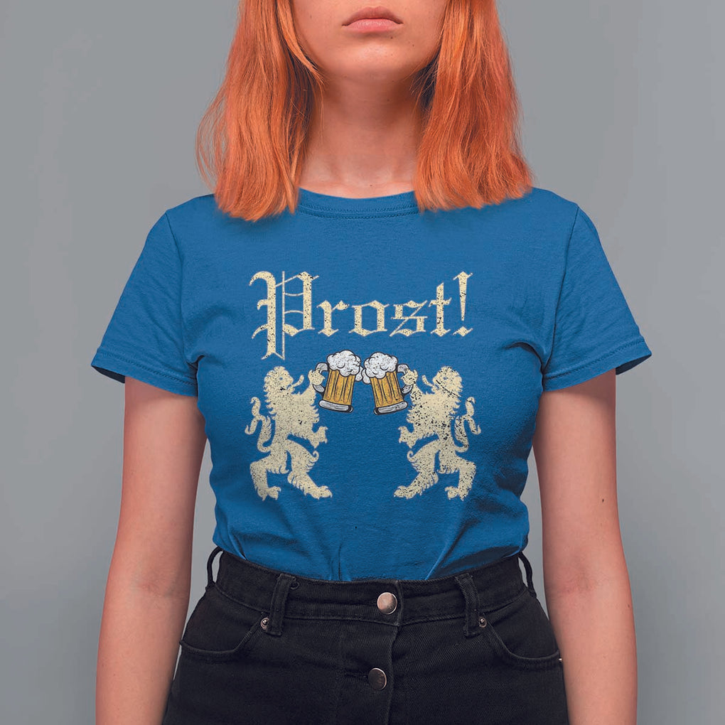 German Prost T Shirt For Women Lion Cheers Beer Drinking Oktoberfest TS11 Royal Blue Print Your Wear