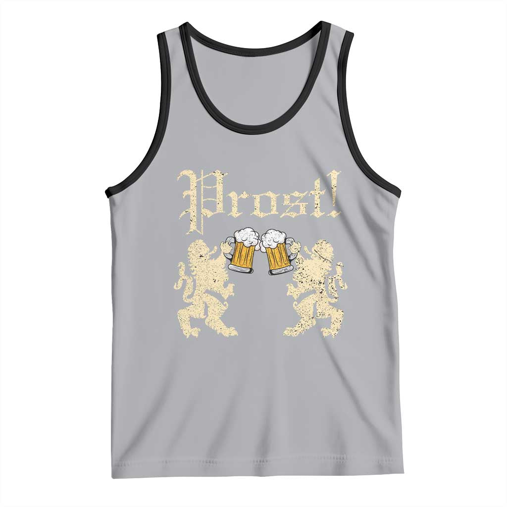 German Prost Tank Top Lion Cheers Beer Drinking Oktoberfest TS11 Athletic Heather Black Print Your Wear