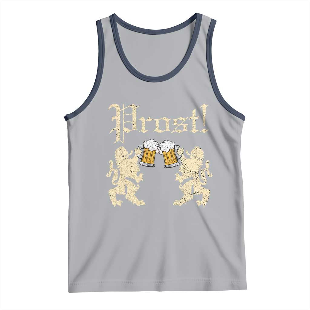 German Prost Tank Top Lion Cheers Beer Drinking Oktoberfest TS11 Athletic Heather Navy Print Your Wear