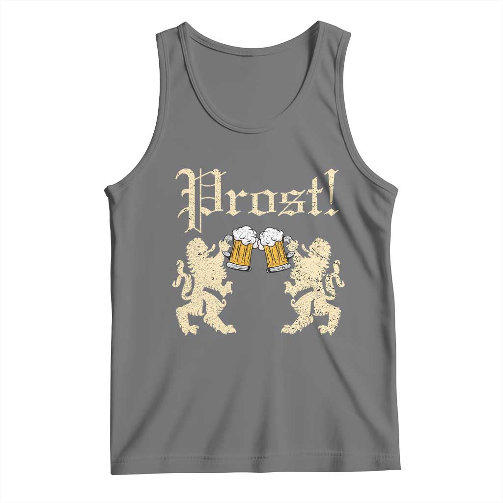 German Prost Tank Top Lion Cheers Beer Drinking Oktoberfest TS11 Black Heather Print Your Wear