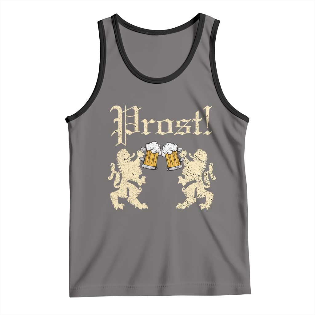 German Prost Tank Top Lion Cheers Beer Drinking Oktoberfest TS11 Deep Heather Black Print Your Wear