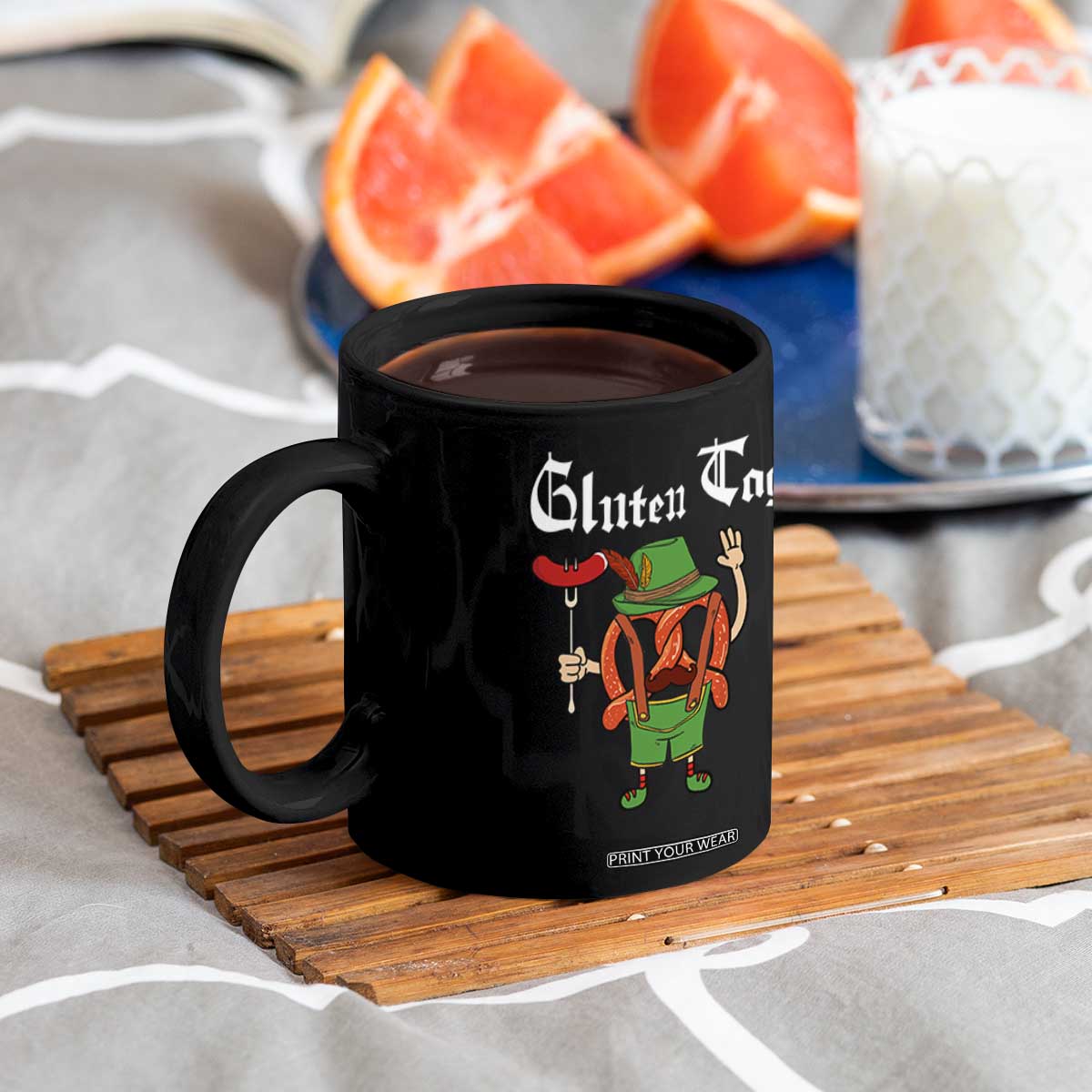 Funny Pretzel Coffee Mug Guten Tag Lederhosen Bratwurst Oktoberfest TS11 Print Your Wear