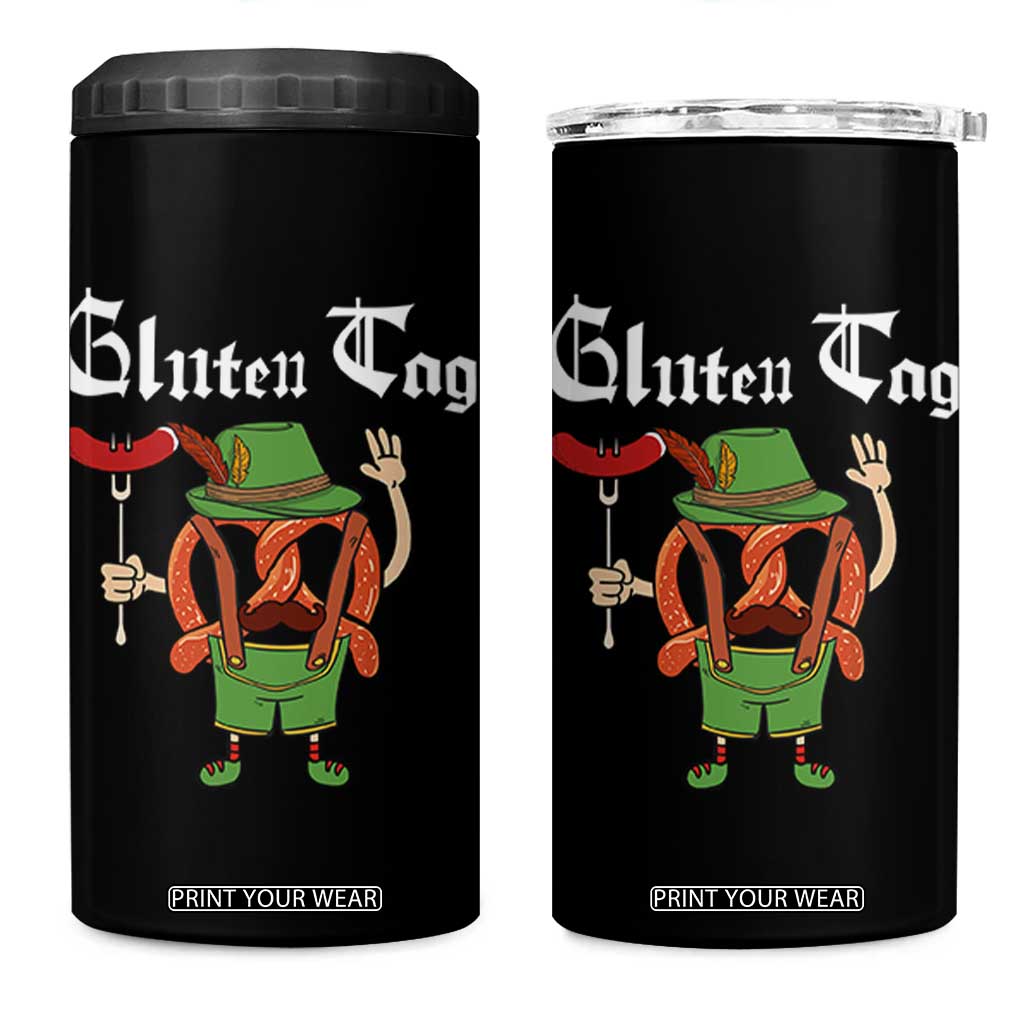 Funny Pretzel 4 in 1 Can Cooler Tumbler Guten Tag Lederhosen Bratwurst Oktoberfest TS11 One Size: 16 oz Black Print Your Wear