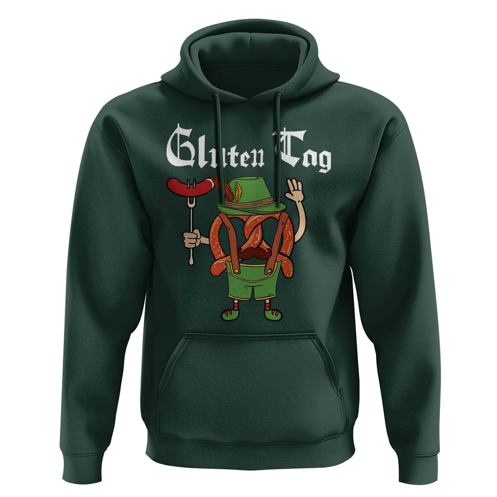 Funny Pretzel Hoodie Guten Tag Lederhosen Bratwurst Oktoberfest TS11 Dark Forest Green Print Your Wear