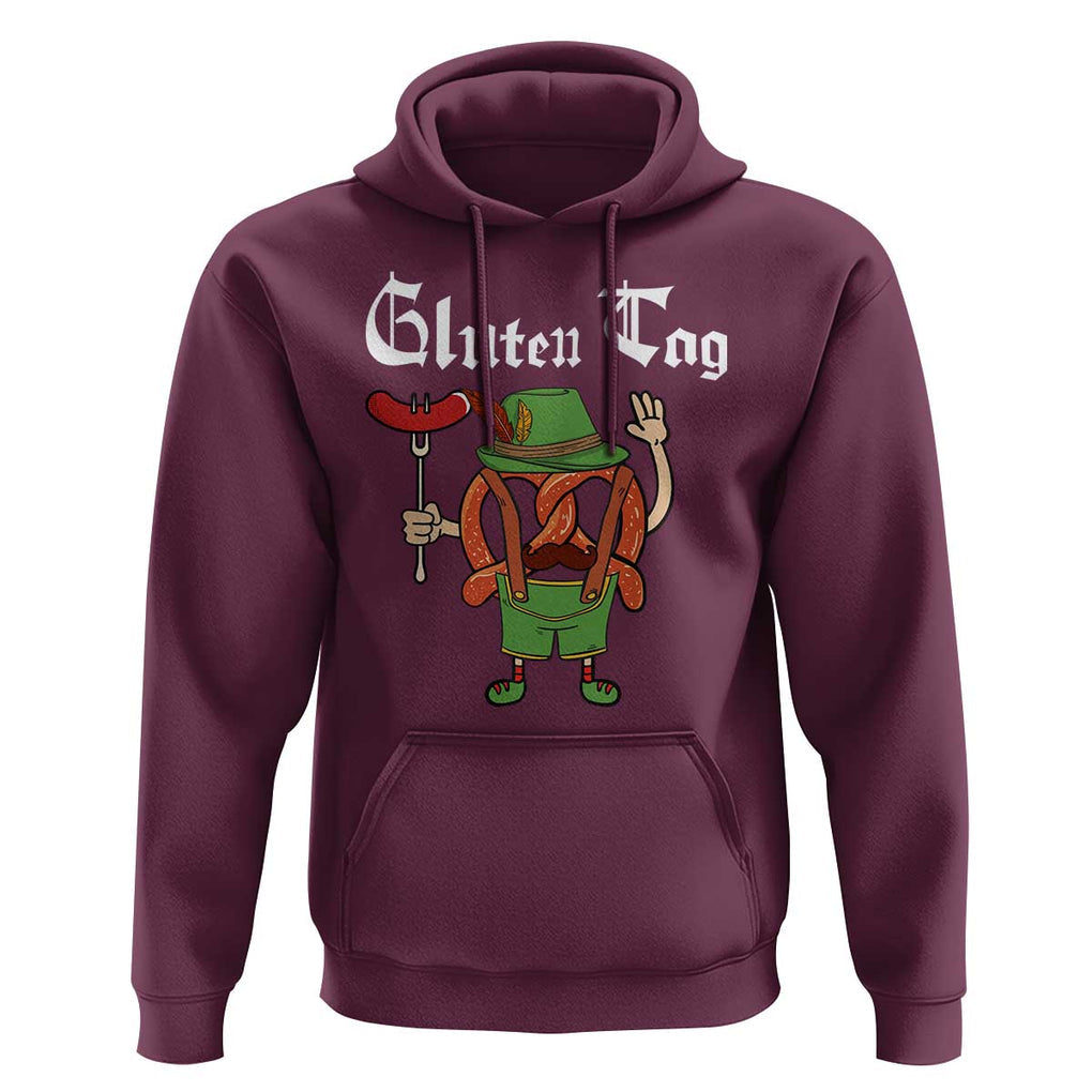 Funny Pretzel Hoodie Guten Tag Lederhosen Bratwurst Oktoberfest TS11 Maroon Print Your Wear