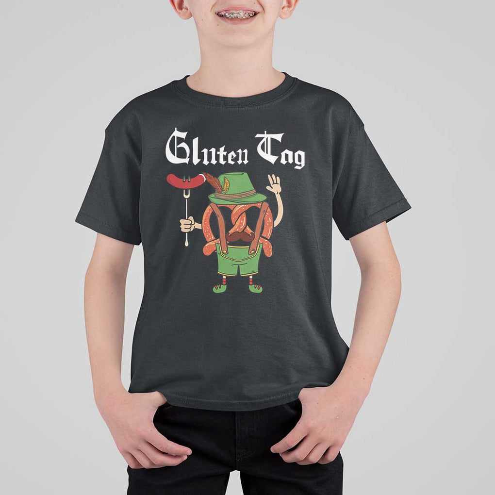 Funny Pretzel T Shirt For Kid Guten Tag Lederhosen Bratwurst Oktoberfest TS11 Black Print Your Wear