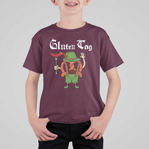 Funny Pretzel T Shirt For Kid Guten Tag Lederhosen Bratwurst Oktoberfest TS11 Maroon Print Your Wear