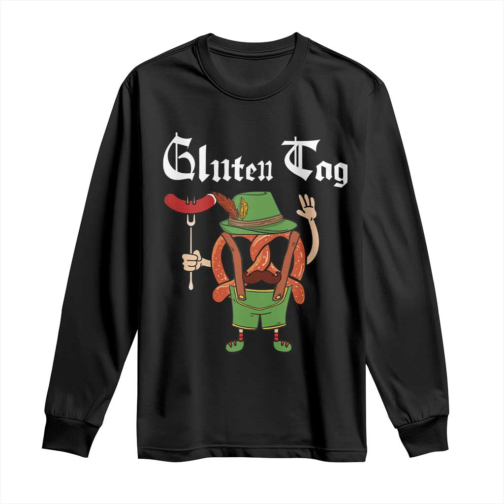 Funny Pretzel Long Sleeve Shirt Guten Tag Lederhosen Bratwurst Oktoberfest TS11 Black Print Your Wear