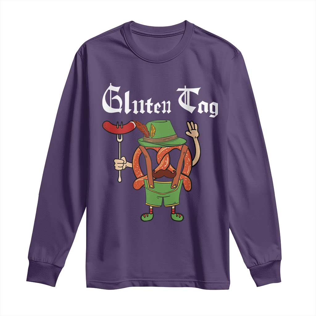 Funny Pretzel Long Sleeve Shirt Guten Tag Lederhosen Bratwurst Oktoberfest TS11 Purple Print Your Wear