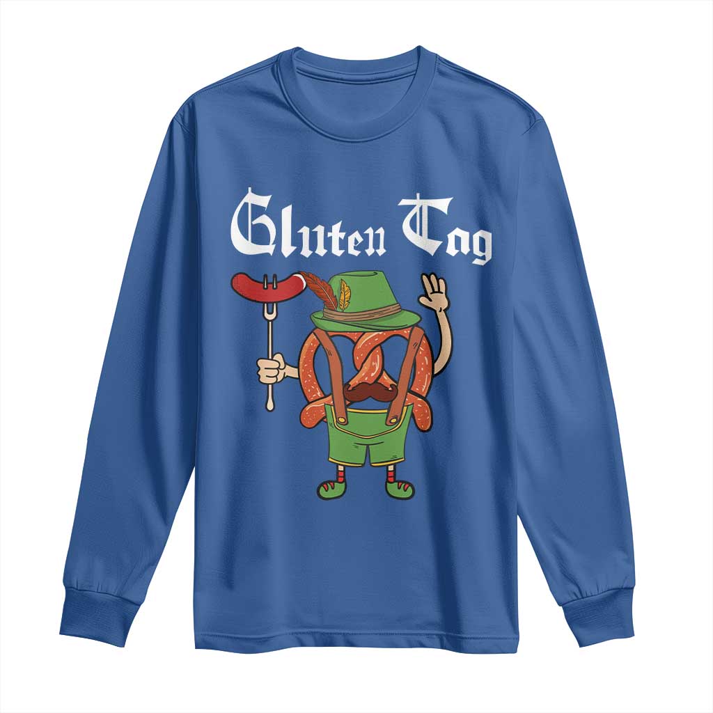 Funny Pretzel Long Sleeve Shirt Guten Tag Lederhosen Bratwurst Oktoberfest TS11 Royal Blue Print Your Wear