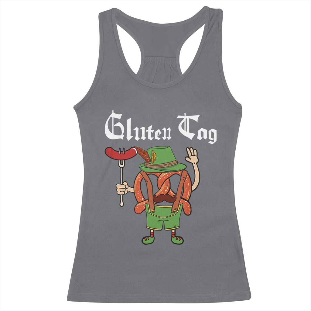 Funny Pretzel Racerback Tank Top Guten Tag Lederhosen Bratwurst Oktoberfest TS11 Charcoal Print Your Wear