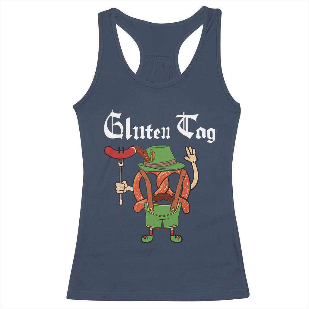 Funny Pretzel Racerback Tank Top Guten Tag Lederhosen Bratwurst Oktoberfest TS11 Navy Print Your Wear