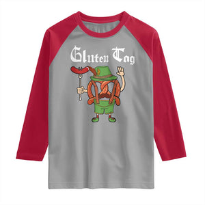 Funny Pretzel Raglan Shirt Guten Tag Lederhosen Bratwurst Oktoberfest TS11 Sport Gray Red Print Your Wear