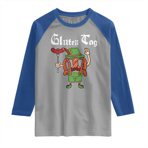 Funny Pretzel Raglan Shirt Guten Tag Lederhosen Bratwurst Oktoberfest TS11 Sport Gray Royal Print Your Wear