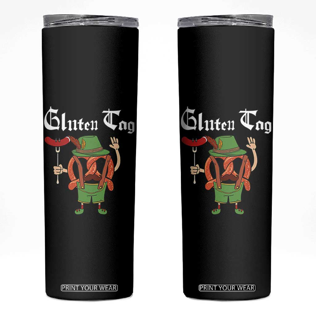 Funny Pretzel Skinny Tumbler Guten Tag Lederhosen Bratwurst Oktoberfest TS11 Black Print Your Wear