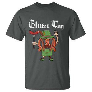 Funny Pretzel T Shirt Guten Tag Lederhosen Bratwurst Oktoberfest TS11 Dark Heather Print Your Wear