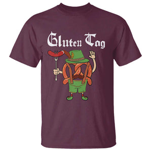 Funny Pretzel T Shirt Guten Tag Lederhosen Bratwurst Oktoberfest TS11 Maroon Print Your Wear