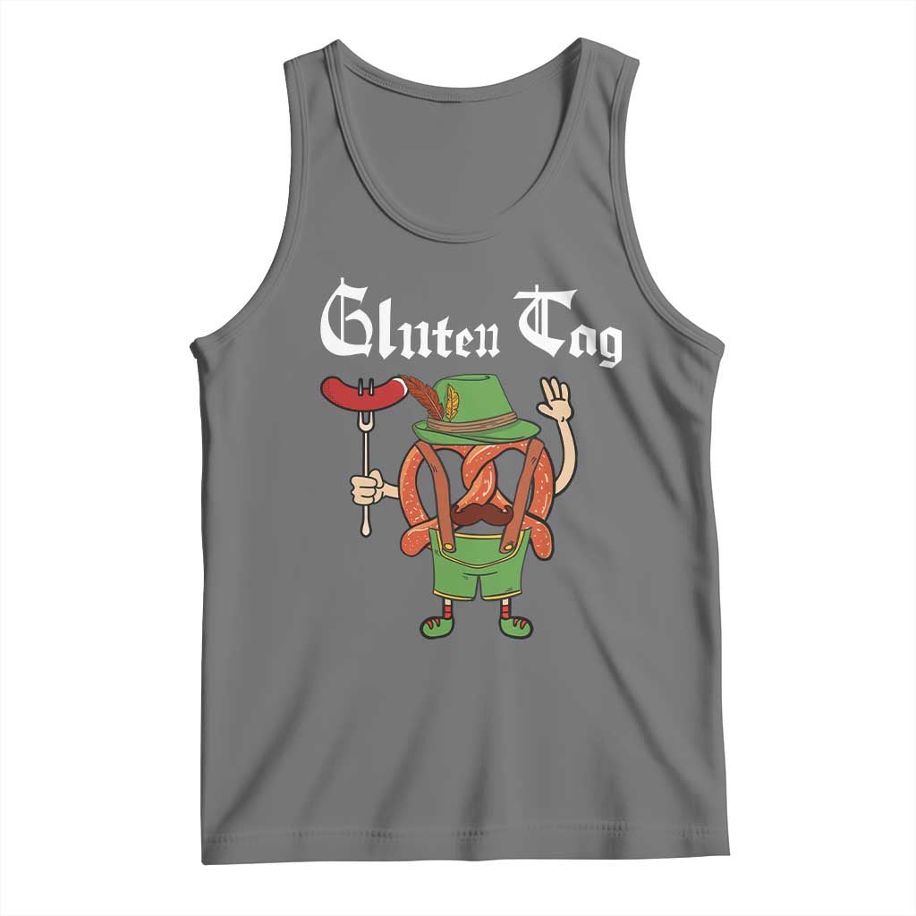 Funny Pretzel Tank Top Guten Tag Lederhosen Bratwurst Oktoberfest TS11 Black Heather Print Your Wear