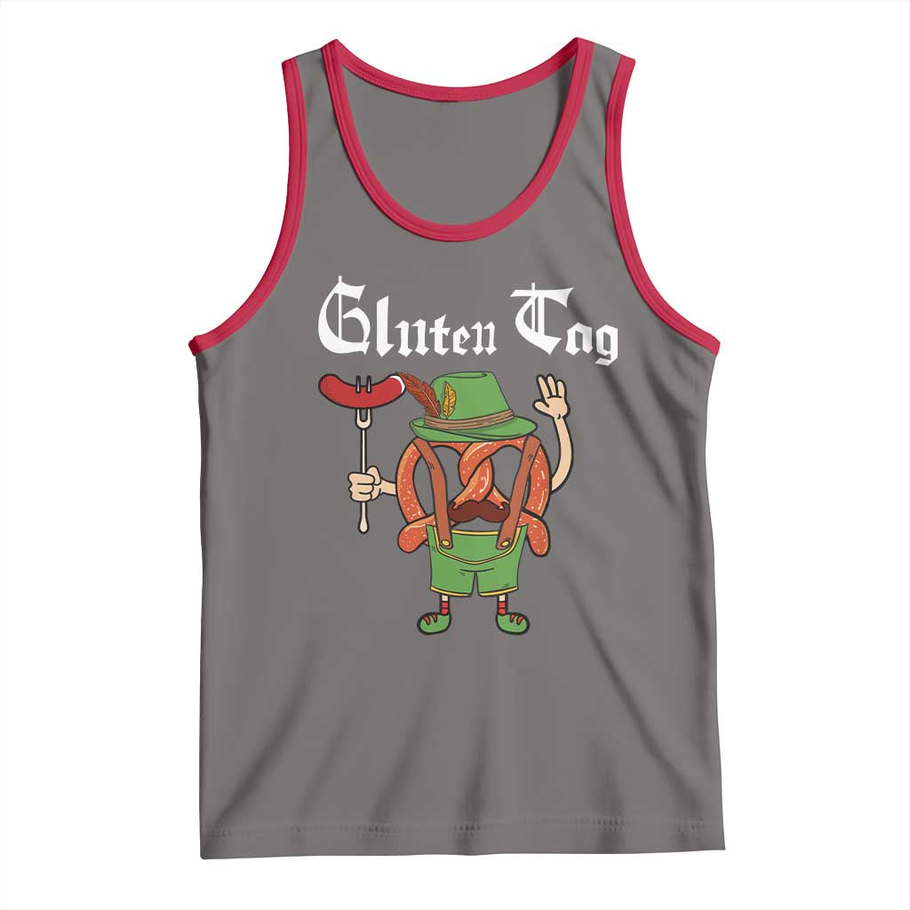 Funny Pretzel Tank Top Guten Tag Lederhosen Bratwurst Oktoberfest TS11 Deep Heather Red Print Your Wear