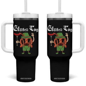 Funny Pretzel Tumbler With Handle Guten Tag Lederhosen Bratwurst Oktoberfest TS11 One Size: 40 oz Black Print Your Wear