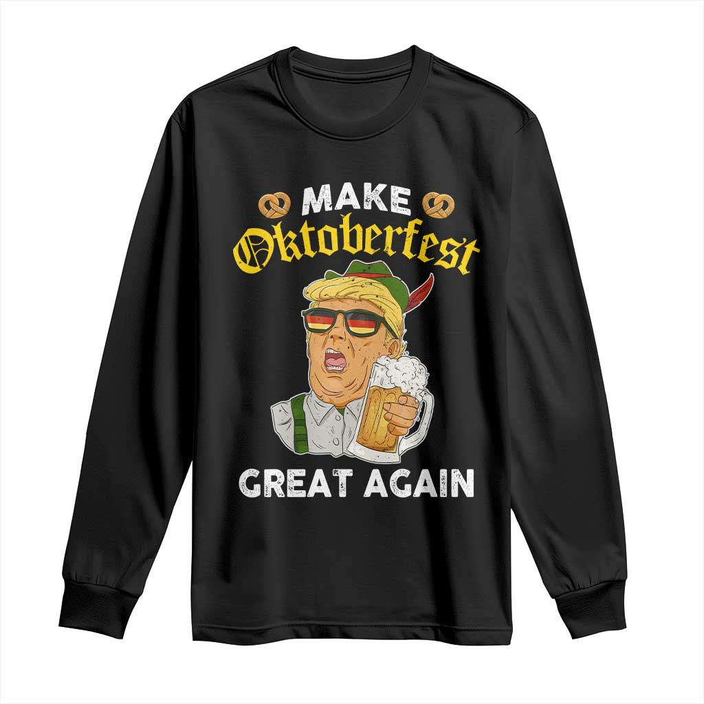 Funny Trump Beer Long Sleeve Shirt Make Oktoberfest Great Again Pretzels TS11 Black Print Your Wear