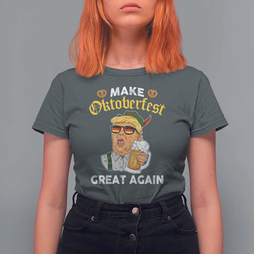 Funny Trump Beer T Shirt For Women Make Oktoberfest Great Again Pretzels TS11 Dark Heather Print Your Wear