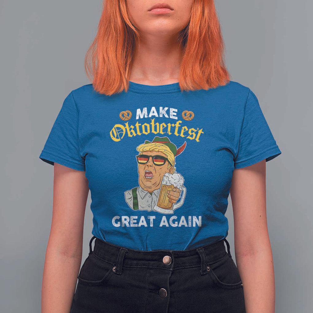 Funny Trump Beer T Shirt For Women Make Oktoberfest Great Again Pretzels TS11 Royal Blue Print Your Wear