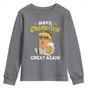 Funny Trump Beer Youth Sweatshirt Make Oktoberfest Great Again Pretzels TS11 Charcoal Print Your Wear