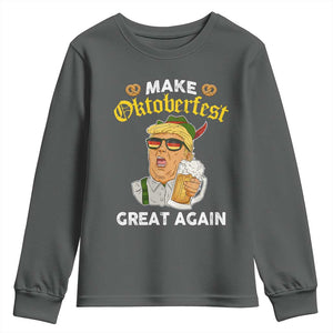 Funny Trump Beer Youth Sweatshirt Make Oktoberfest Great Again Pretzels TS11 Dark Heather Print Your Wear