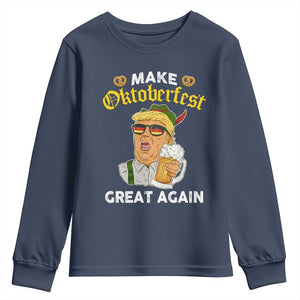Funny Trump Beer Youth Sweatshirt Make Oktoberfest Great Again Pretzels TS11 Navy Print Your Wear