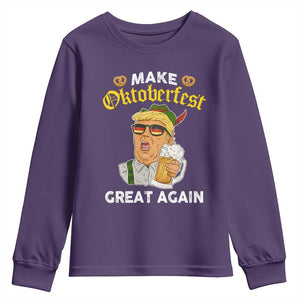Funny Trump Beer Youth Sweatshirt Make Oktoberfest Great Again Pretzels TS11 Purple Print Your Wear