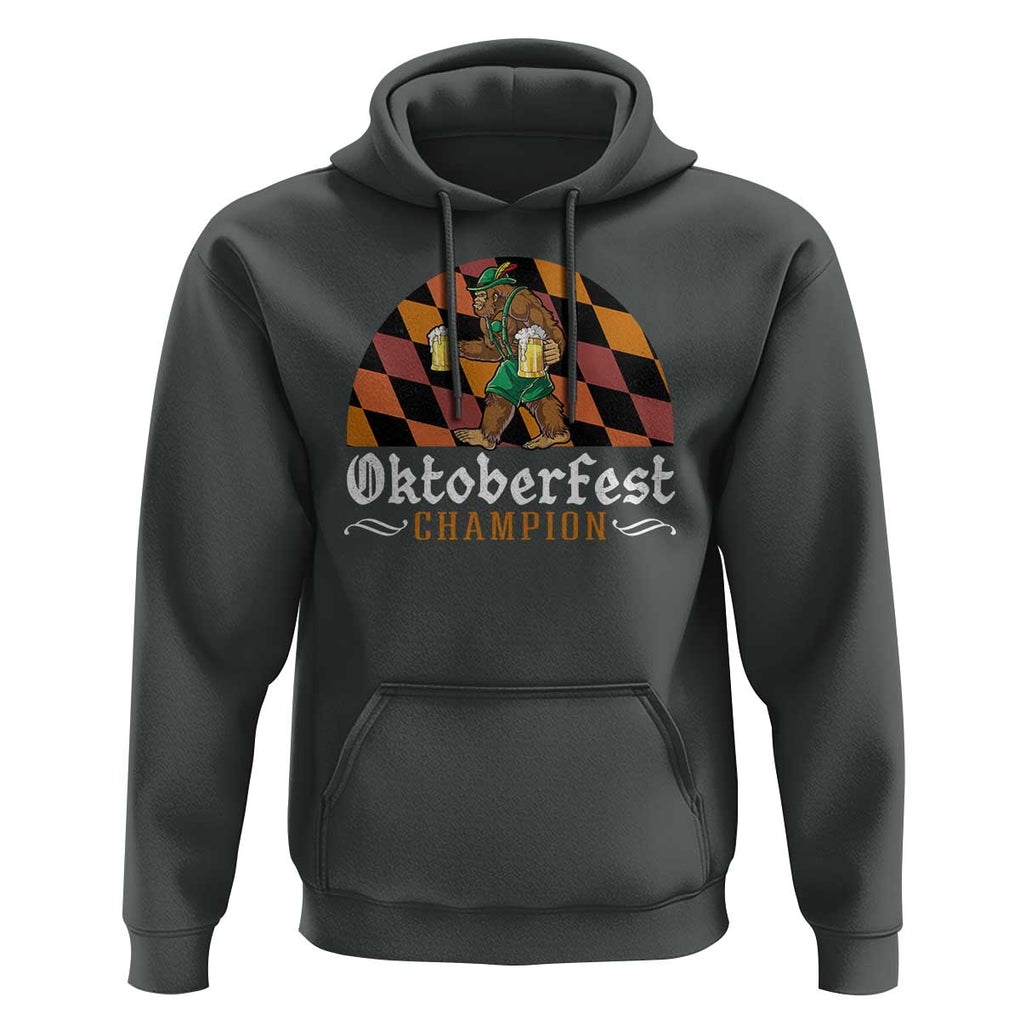 Funny Bigfoot Hoodie Oktoberfest Champion Beer Lenderhosen TS11 Dark Heather Print Your Wear